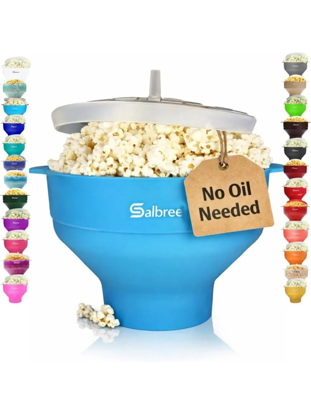 Collapsible Silicone Microwave Popcorn Maker - Oil-Free Hot Air Popper Bowl